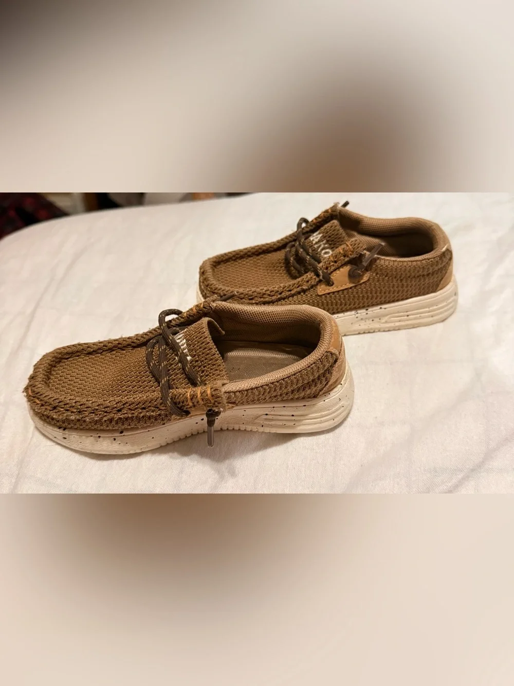Kids Brown Knit Moccasin Slip-On Shoes